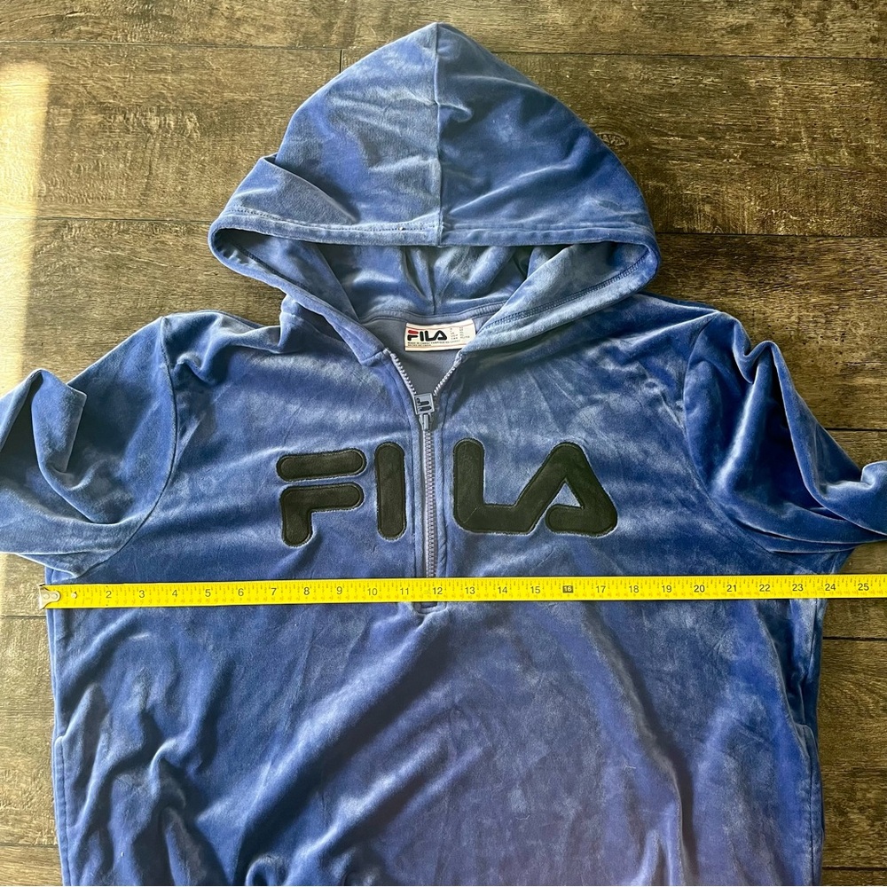 FILA Women’s velour / velvet hoodie / sweatshirt - Picture 4 of 7